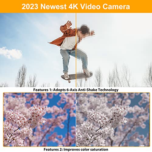 Aquin 4K Video Camera Cam cored 48-125 MP Ultra HD Wifi Vlogging 16X Digital Camera for YouTube with Microphone 6-Axis Anti-Shake IR Night Vision Video Recorder(2023 Newest 4K Plus)